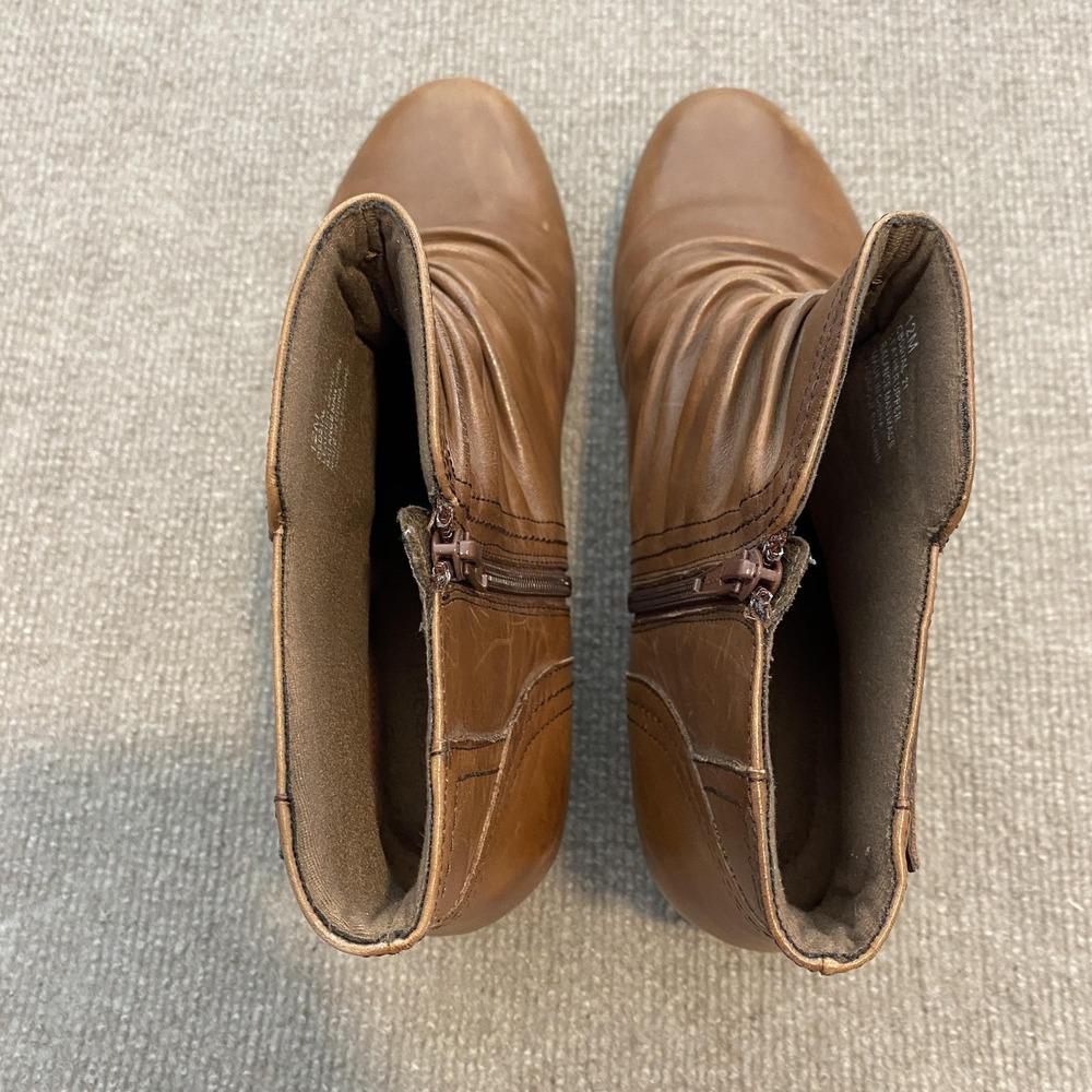 Rockport Booties Womens Size 12 Brown Leather Ankle Zip Block Heel CBD51AL 21 - Picture 8 of 13